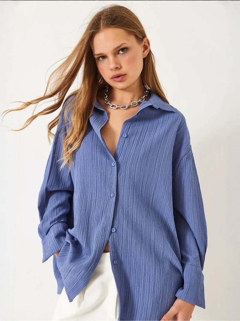 Bianco Lucci LUCCI Oversized Textured Shirt