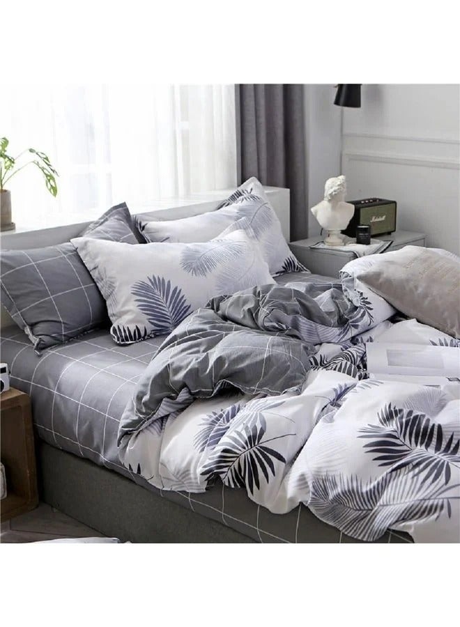4-Piece Bedding Sheet set Comforter Luxurious Cotton and Soft Microfiber with 1 Duvet Quilt Cover And 1 Flat 2 Pillowcases Polyester Grey 200 x 230cm - Image 5