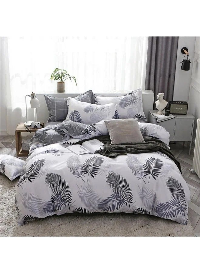 4-Piece Bedding Sheet set Comforter Luxurious Cotton and Soft Microfiber with 1 Duvet Quilt Cover And 1 Flat 2 Pillowcases Polyester Grey 200 x 230cm - Image 1
