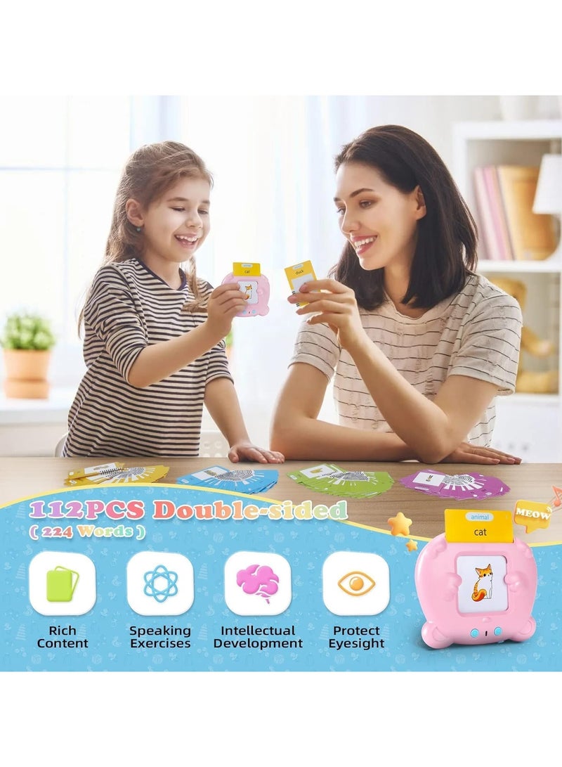 بطاقات فلاش الناطقة باللغة الإنجليزية من فيلي، ألعاب تعليمية 1 2 3 4 5 6 سنوات لعبة أطفال بعمر ألعاب تعليمية مع بطاقات 112 ورقة من 224 كلمة عيد ميلاد مونتيسوري... - Image 2