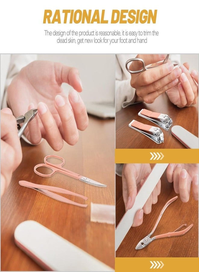 Awestuffs Manicure Set Professional Nail Clippers Pedicure Kit, 16 pcs Stainless Steel Nail Care Tools Grooming Kit with Luxurious Travel Leather Case for Men Women Gift (Pink) - Image 5