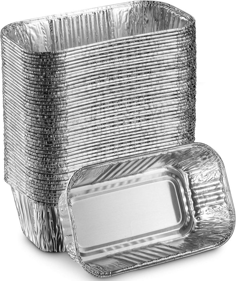 MontoPack Aluminum Disposable Loaf Pans | Deep Standard Size 6" x 3.5" Extra Thick Foil Bread Containers for Baking, Food Storage & Takeout | Eco-Friendly & Recyclable | Bulk 50-Pack 2 Pound Trays - Image 1
