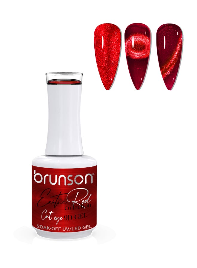 brunson Universal Cat Eye Gel Nail Polish, Exotic Red 9D Magnetic Nail Polish Glitter Shimmer with Magnetic Soak Off  UV/LED Gel Polish Nail Art paint BER9D13 - Image 1