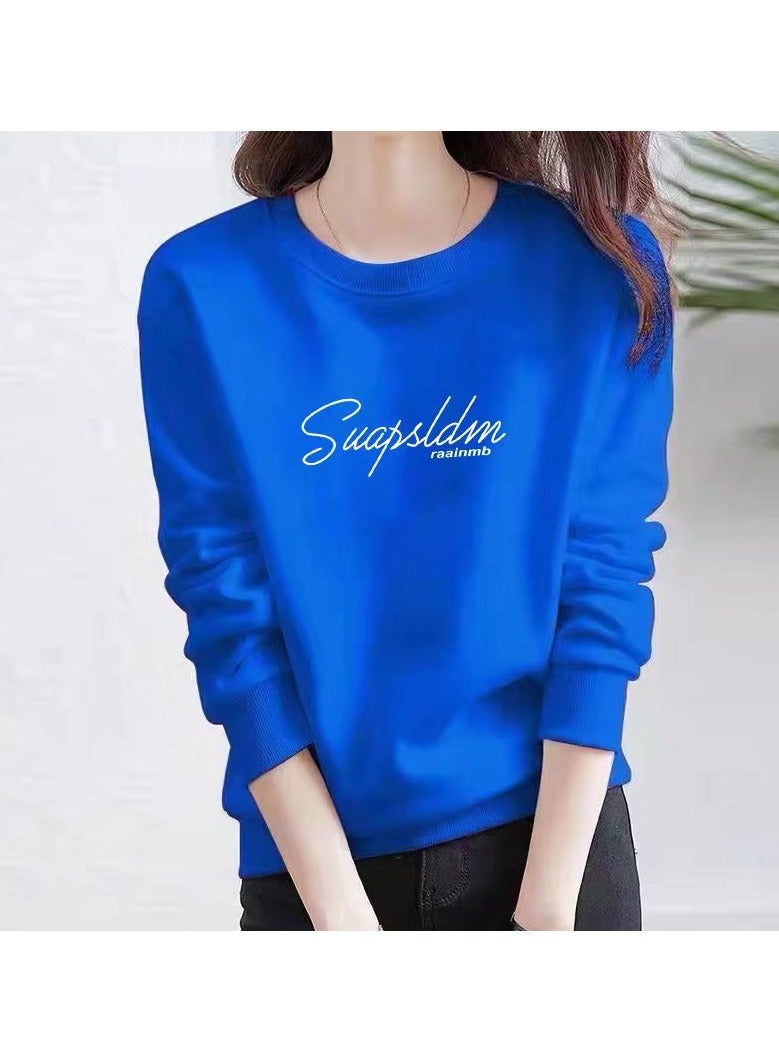 Fashion new women's sportswear cotton round neck casual long sleeved pullover top  - Image 1
