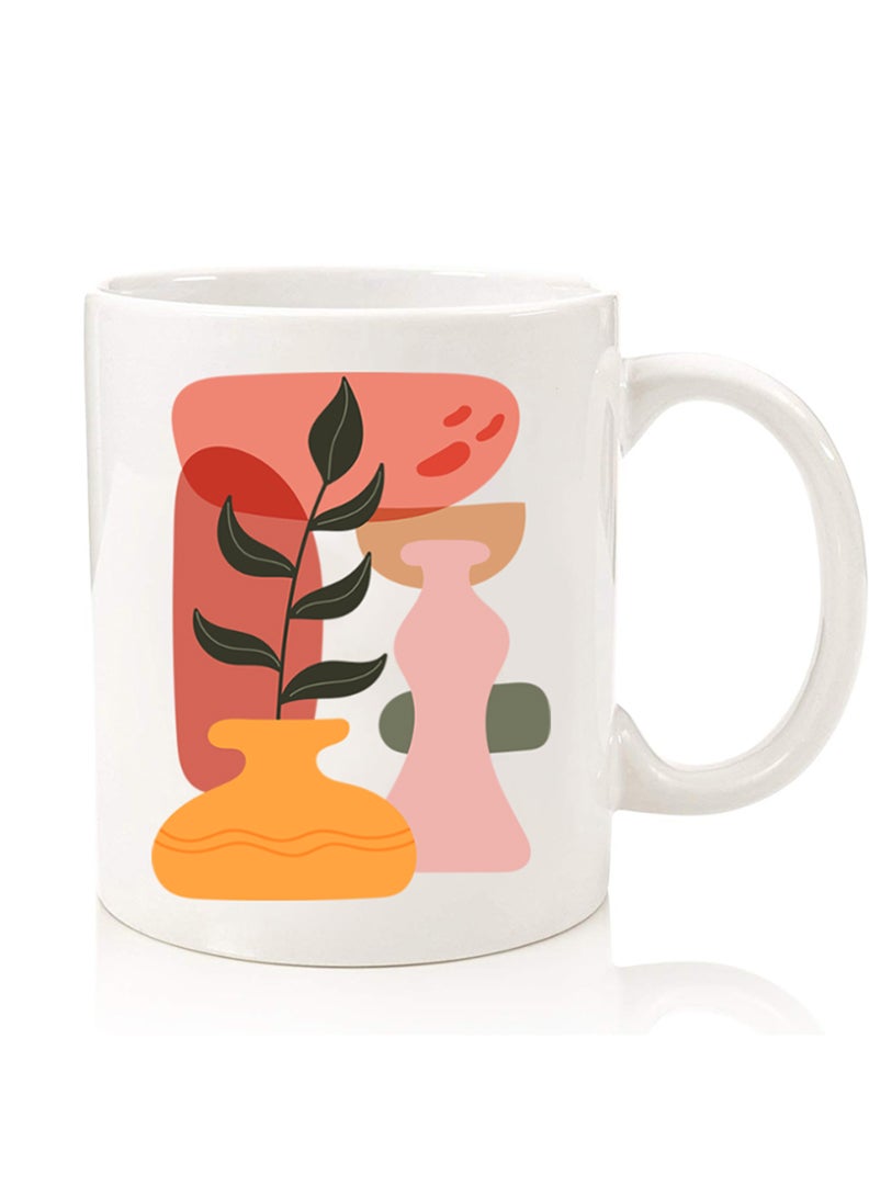 Theodor Premium Quality Two Sided Printed Coffee Mug Tea Cup For Home Office, Kids Men Women Vase leaf - Image 1