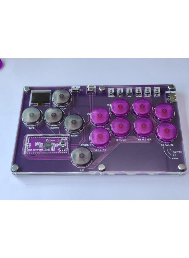 Steam Fighting Keyboard HITBOX Raspberry Pi SKY2040 Rear Coverage SOCD Street Fighter 6 Arcade Rocker PS4-Product Color:SKY2040PLUS 13 Key Transparent Gray Purple  - Image 1