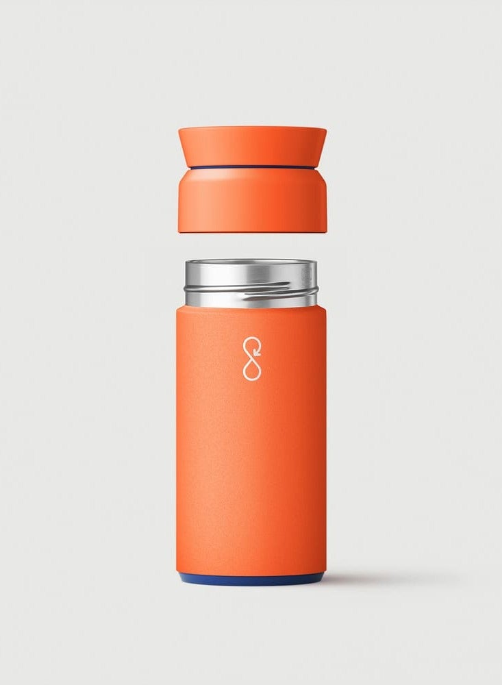 اوشن بوتل قارورة تحضير مع غطاء مانع للتسرب بزاوية 360 درجة، صديقة للبيئة، 350 مل - برتقالي شمسي - Image 2