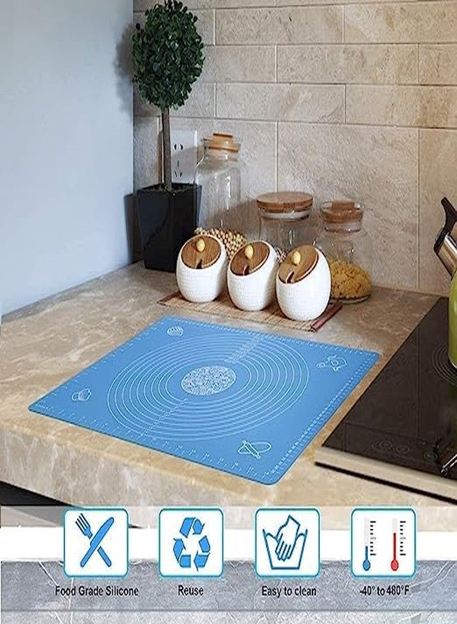PH BROTHER Baking mat/Dough Rolling mat/kneading Dough mat- Non-Stick| Easy to Clean| Reusable | Foldable| Extra Large Size- 50 x 40 cm (2PC Blue) - Image 3
