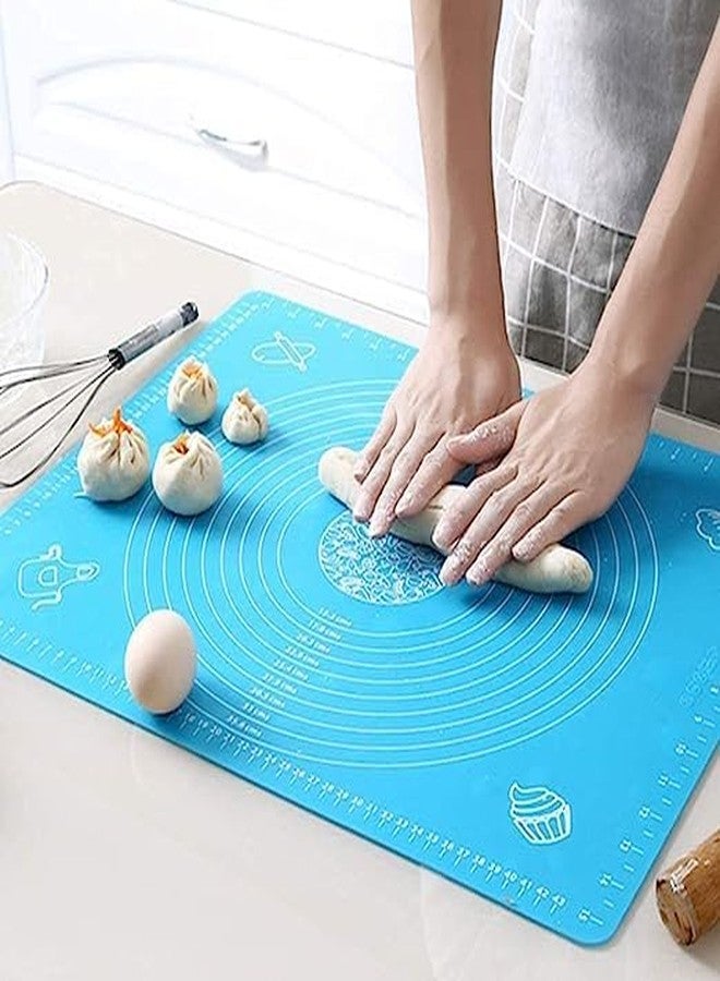 PH BROTHER Baking mat/Dough Rolling mat/kneading Dough mat- Non-Stick| Easy to Clean| Reusable | Foldable| Extra Large Size- 50 x 40 cm (2PC Blue) - Image 2