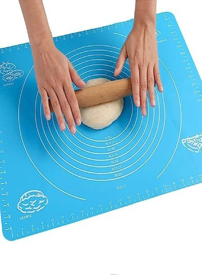 PH BROTHER Baking mat/Dough Rolling mat/kneading Dough mat- Non-Stick| Easy to Clean| Reusable | Foldable| Extra Large Size- 50 x 40 cm (2PC Blue) - Image 1