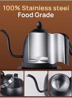 Brutelle Electric Gooseneck Kettle V60 Coffee Kettle Tea Kettle 0.8L 1200W Power Adjustable Temperature with Insulation Quick Heating Perfect for Pour-Over Coffee at Home and Office Matte Black  - Image 5