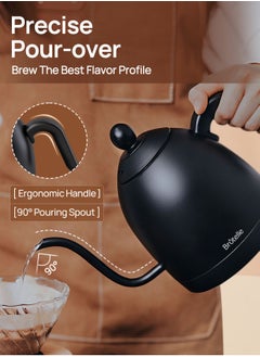 Brutelle Electric Gooseneck Kettle V60 Coffee Kettle Tea Kettle 0.8L 1200W Power Adjustable Temperature with Insulation Quick Heating Perfect for Pour-Over Coffee at Home and Office Matte Black  - Image 2