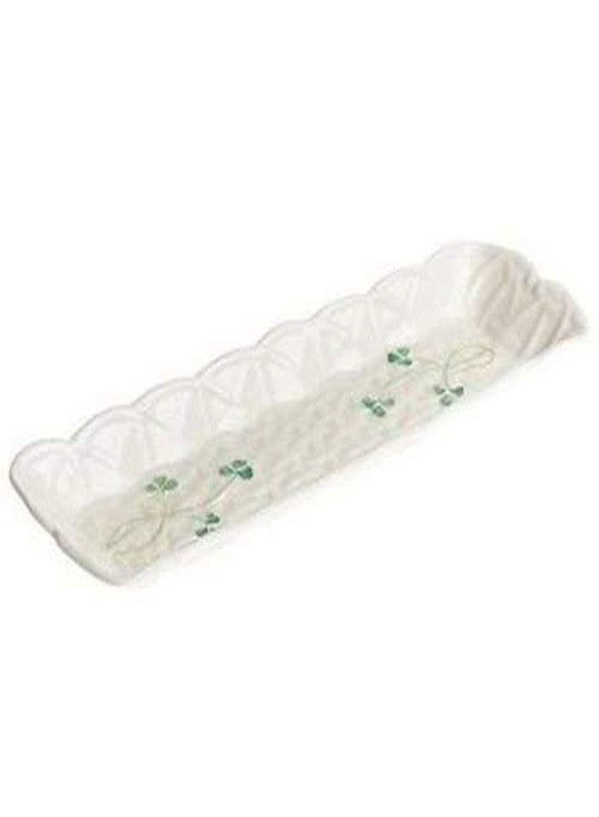 Belleek Classic Shamrock Mint Tray, Made in Ireland Hand Painted Parian China Serving Tray, 1.9-Inch H x 9.5-Inch L x 3-Inch W - Image 2