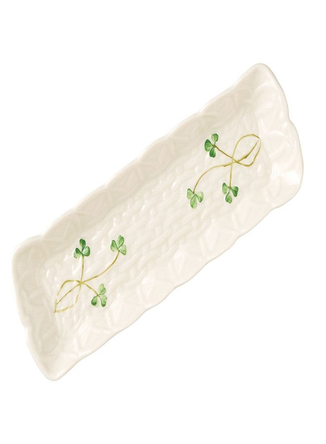 Belleek Classic Shamrock Mint Tray, Made in Ireland Hand Painted Parian China Serving Tray, 1.9-Inch H x 9.5-Inch L x 3-Inch W - Image 1