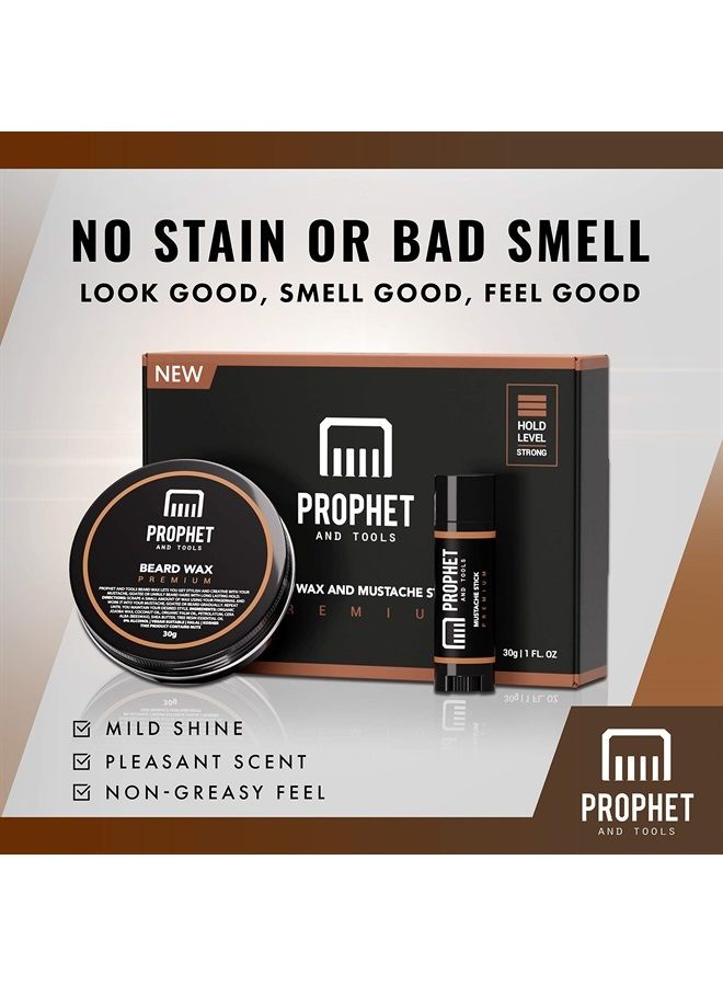 Prophet and Tools Strong Wax Duo for Beard, Hair and Mustache - Holds up to 24hrs and Easily Washes Out - Non-Damaging Formula, Great for Moulding and Styling - Mustache Styling Wax Stick Included - Image 5