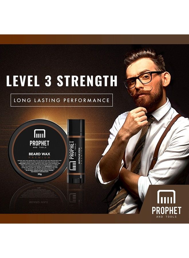 Prophet and Tools Strong Wax Duo for Beard, Hair and Mustache - Holds up to 24hrs and Easily Washes Out - Non-Damaging Formula, Great for Moulding and Styling - Mustache Styling Wax Stick Included - Image 2
