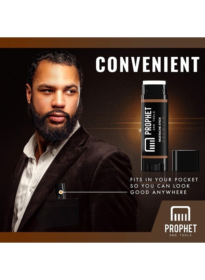 Prophet and Tools Strong Wax Duo for Beard, Hair and Mustache - Holds up to 24hrs and Easily Washes Out - Non-Damaging Formula, Great for Moulding and Styling - Mustache Styling Wax Stick Included - Image 4
