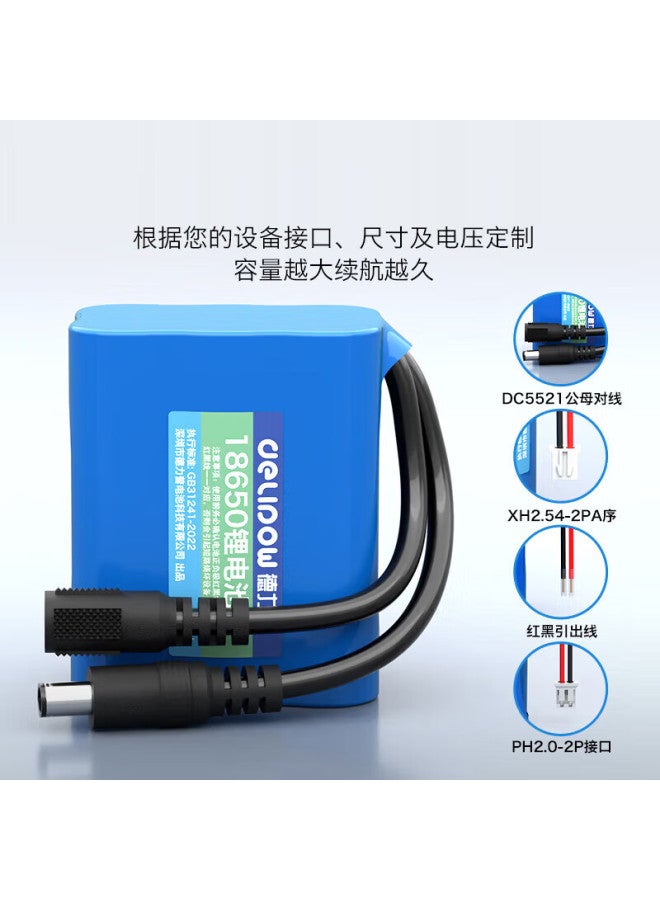 Delipow 18650 Lithium Battery Pack, 7.4v 9000mah High-capacity Rechargeable Battery, Suitable For Amplifiers/radio/singing Machine/outdoor Speakers/solar Lights/toys Etc