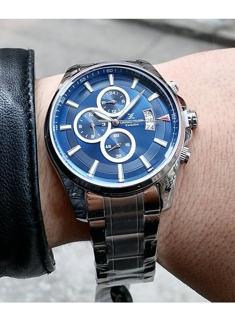 DANIEL KLEIN - Silver Steel Strap Men's Wristwatch Waterproof - Image 1