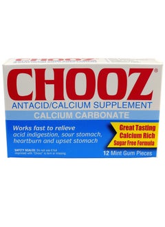 Antacid Calcium Supplement Mint Gum 12's