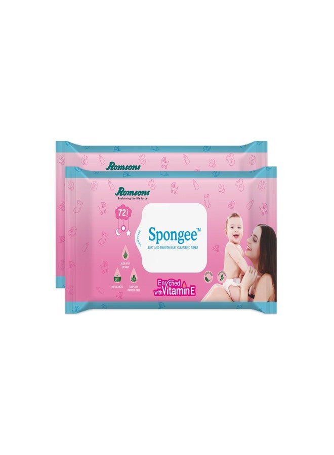 Dignity Spongee Soft and Smooth Baby Cleansing Wet Wipes with Aloe Vera Extract, 150x200 mm (Pack of 2) 144 Wipes - Image 1