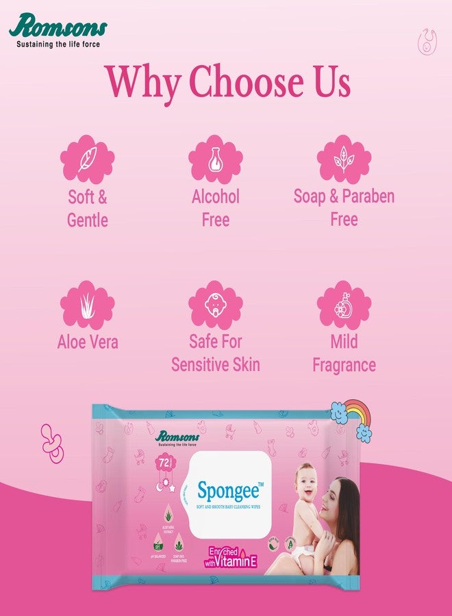 Dignity Spongee Soft and Smooth Baby Cleansing Wet Wipes with Aloe Vera Extract, 150x200 mm (Pack of 2) 144 Wipes - Image 5