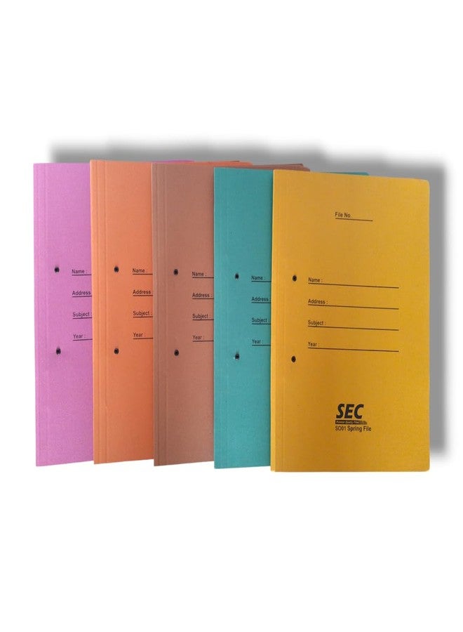SHIVOM SEC Cardboard Spring File Folders for Documents, Assignment, Certificate, Office, School and Colleges Multicolor - Blue, Brown, Orange, Yellow, Pink (10) - Image 1
