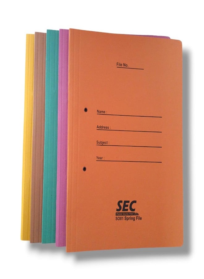 SHIVOM SEC Cardboard Spring File Folders for Documents, Assignment, Certificate, Office, School and Colleges Multicolor - Blue, Brown, Orange, Yellow, Pink (10) - Image 2