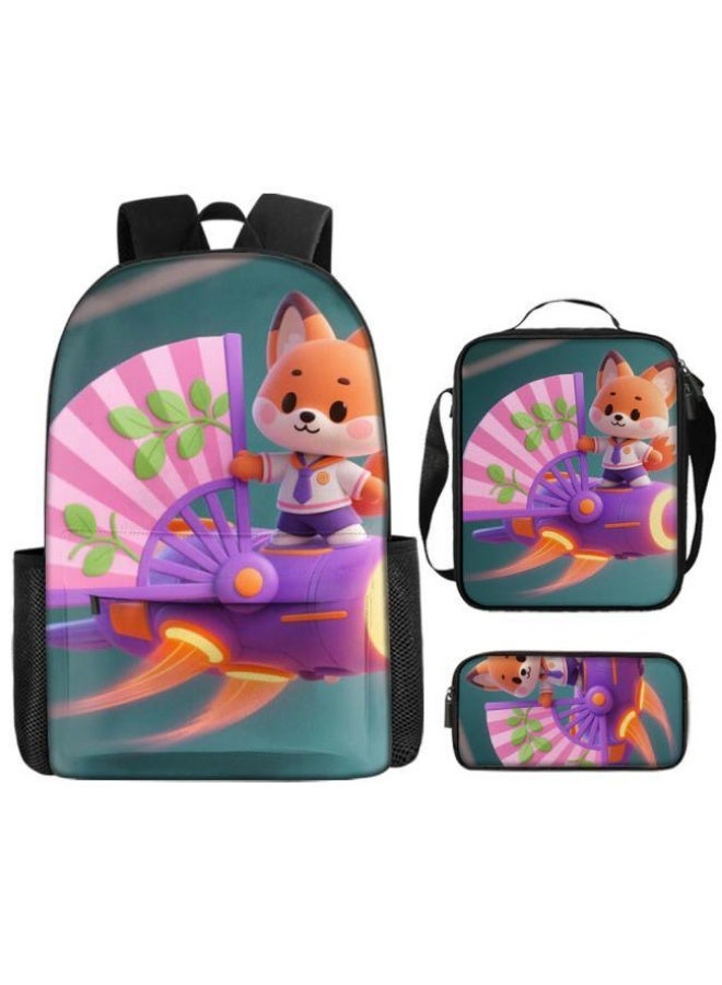 Bright Li Fire Fashion is unlimited! Cartoon bag three-piece set, suitable for a variety of scenes for students and teenagers (available for students, children, friends on outings, mountain climbing, schooling, etc.) - 26 - Image 2