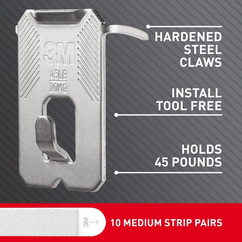 Command And 3M Claw Picture Hanging Kit  10 Lb Medium Picture Hanging Strips 8 Pairs (16 Strips) And 45  25  & 15 Lb 3M Claw Picture Hangers  Hanging Picture Frames For Home Decor And Room Decor - Image 5