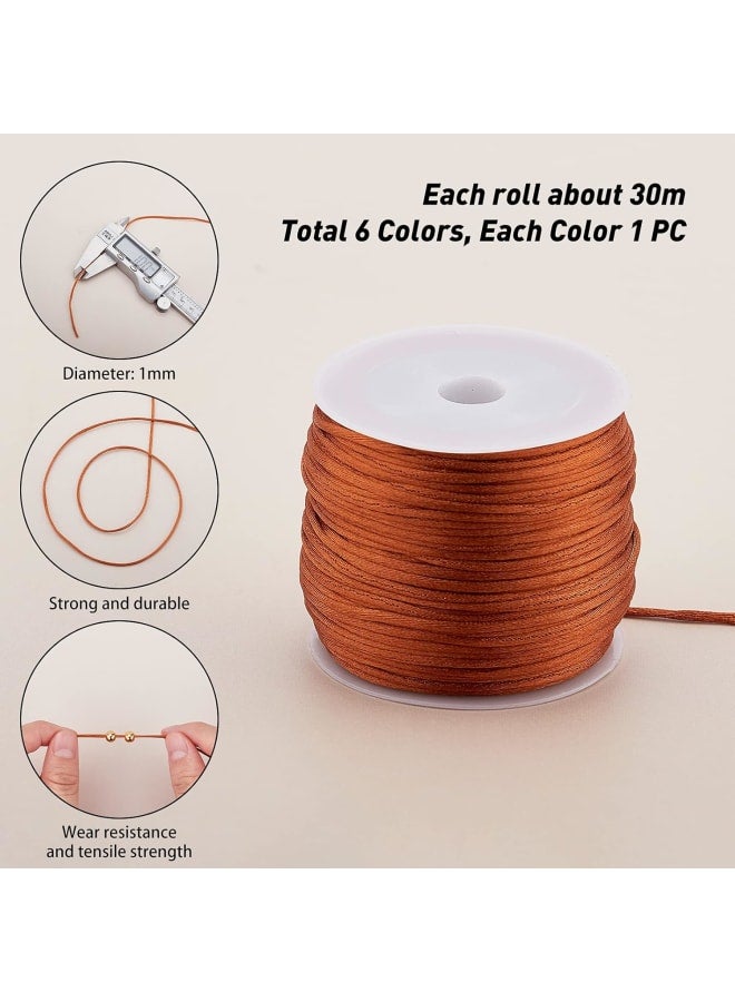 192 Yards 1mm Satin Rattail Cord Nylon String Cord Silk Cord Chinese Knotting Cord for Braided Necklace Friendship Bracelet Macramé Dream Catchers Braid Hair Jewelry Making 6 Colors - Image 3