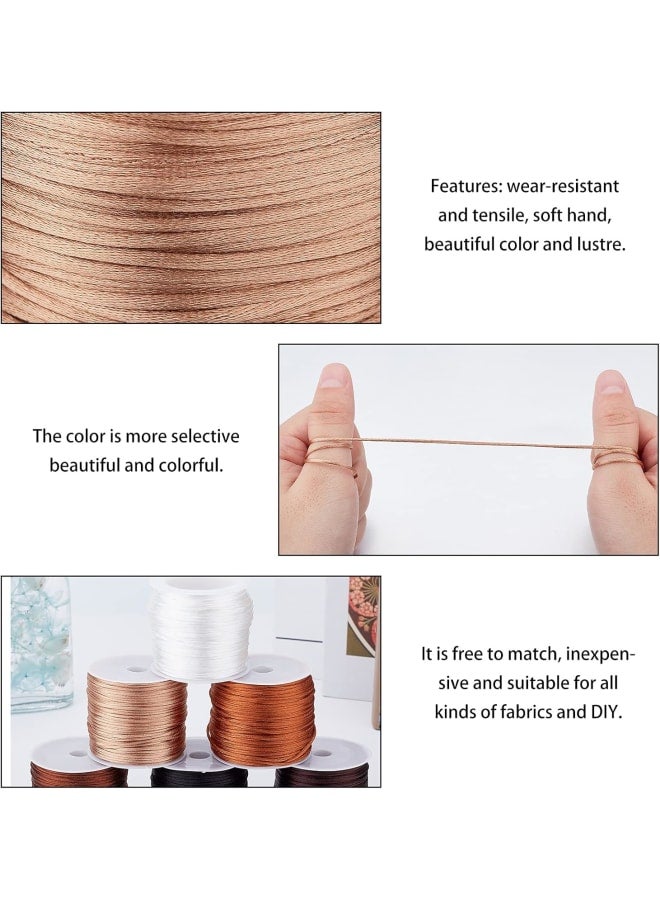 192 Yards 1mm Satin Rattail Cord Nylon String Cord Silk Cord Chinese Knotting Cord for Braided Necklace Friendship Bracelet Macramé Dream Catchers Braid Hair Jewelry Making 6 Colors - Image 5