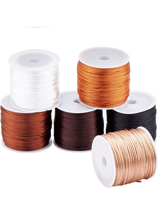 192 Yards 1mm Satin Rattail Cord Nylon String Cord Silk Cord Chinese Knotting Cord for Braided Necklace Friendship Bracelet Macramé Dream Catchers Braid Hair Jewelry Making 6 Colors - Image 1