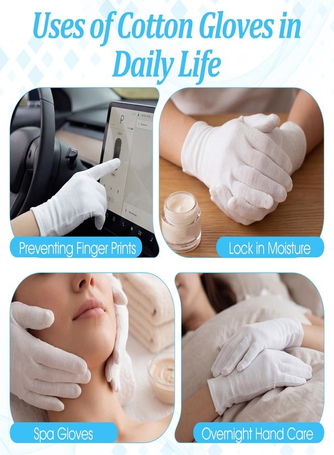 Nogeqi 4 Pairs White Cotton Gloves for Dry Hands Sleeping Women Stretchy Thin Cotton White Gloves Eczema, Hand Glove Moisturizing Overnight for Dry Hand, Eczema, Hands Spa, Jewelry Inspection - Image 4