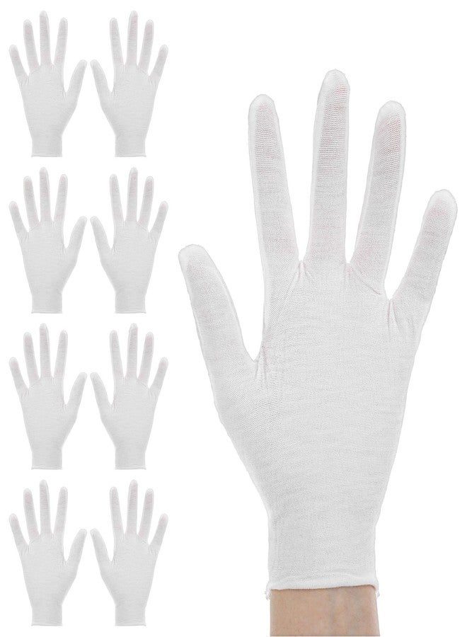 Nogeqi 4 Pairs White Cotton Gloves for Dry Hands Sleeping Women Stretchy Thin Cotton White Gloves Eczema, Hand Glove Moisturizing Overnight for Dry Hand, Eczema, Hands Spa, Jewelry Inspection - Image 1
