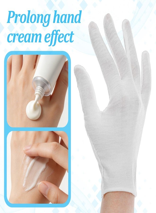 Nogeqi 4 Pairs White Cotton Gloves for Dry Hands Sleeping Women Stretchy Thin Cotton White Gloves Eczema, Hand Glove Moisturizing Overnight for Dry Hand, Eczema, Hands Spa, Jewelry Inspection - Image 3