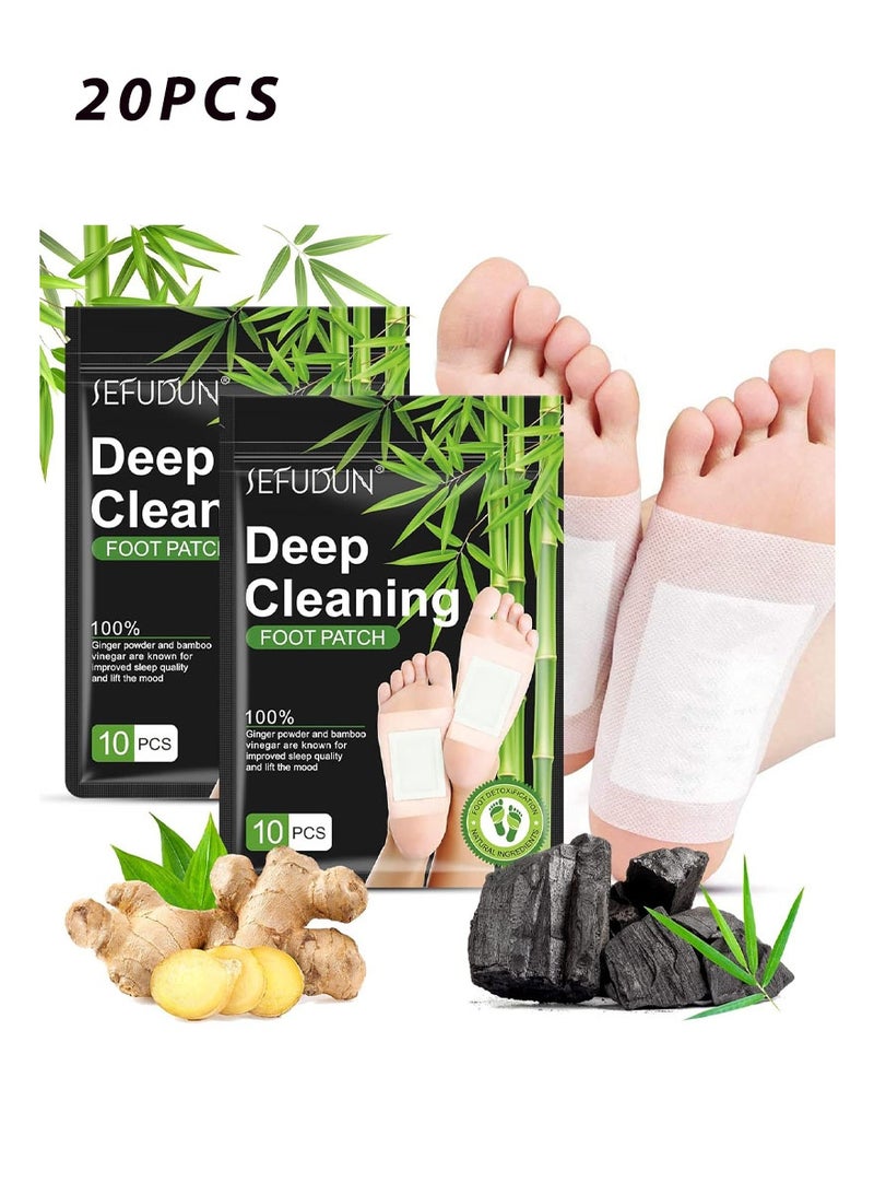 Sefudun Natural Detox Foot Care Patches, Deep Cleansing Herbal Bamboo Wormwood Ginger, Detox Foot Patch,20pcs - Image 1