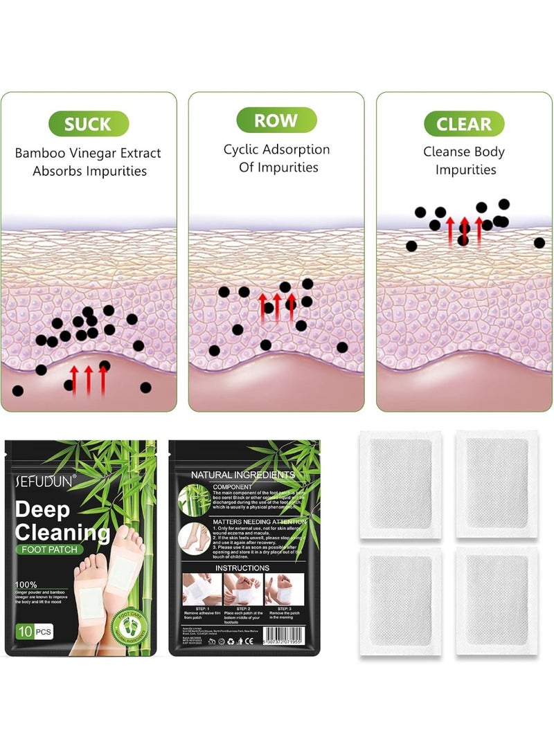 Sefudun Natural Detox Foot Care Patches, Deep Cleansing Herbal Bamboo Wormwood Ginger, Detox Foot Patch,20pcs - Image 4