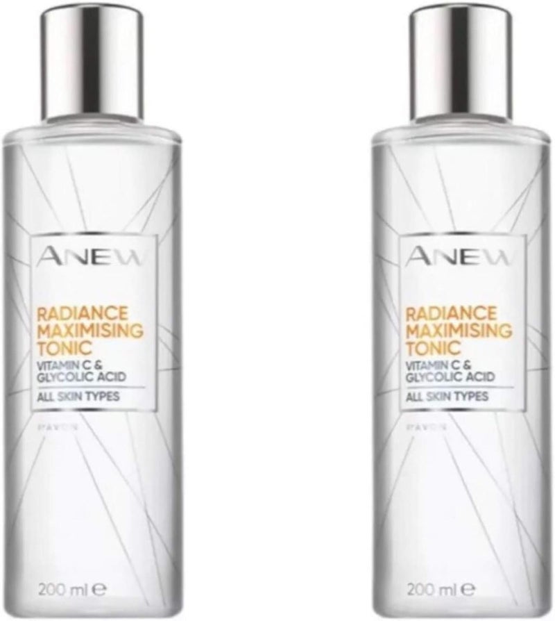 2x Avon Anew Radiance Maximising Tonic Toner With Vitamin C200ml400ml