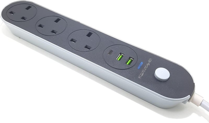 Baity Multiplug Power Strip Extension Cord, 13A 3Outlet 2 USB Slots 1 PD Type C, 3M 3 Way Heavy Duty Power Extension Lead Surge Protection Extension Socket with Safety Protection for Home, Office - Image 2