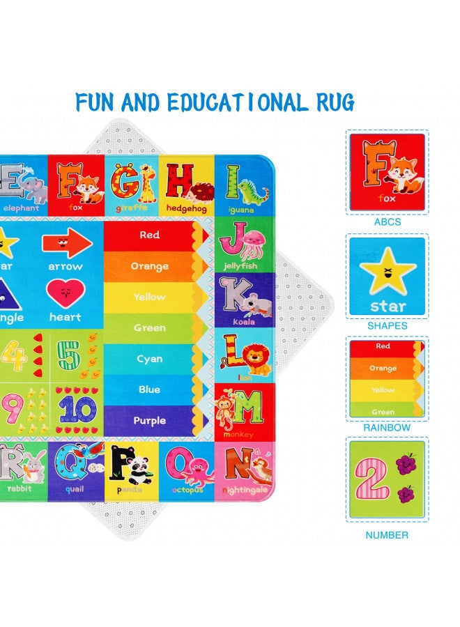 LTKOUGFAM Kids Play Rug for Playroom, Kids Play Mat ABC Educational Area Rug, Toddler Baby Playroom Mat, Alphabet Animal Soft Non-Slip Kids Rug Carpet for Boy Girl Bedroom (78.7X59 INCH Green) - Image 4