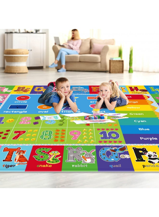 LTKOUGFAM Kids Play Rug for Playroom, Kids Play Mat ABC Educational Area Rug, Toddler Baby Playroom Mat, Alphabet Animal Soft Non-Slip Kids Rug Carpet for Boy Girl Bedroom (78.7X59 INCH Green) - Image 1
