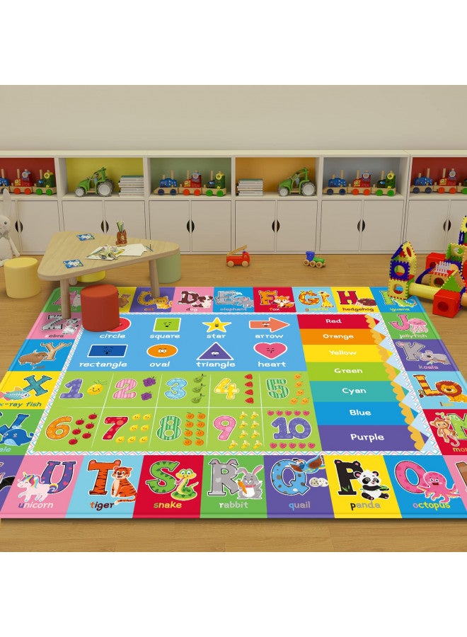 LTKOUGFAM Kids Play Rug for Playroom, Kids Play Mat ABC Educational Area Rug, Toddler Baby Playroom Mat, Alphabet Animal Soft Non-Slip Kids Rug Carpet for Boy Girl Bedroom (78.7X59 INCH Green) - Image 3