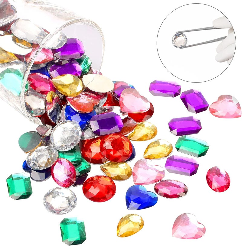 TeeLiy 1200pcs Craft Gems Jewels Acrylic Flatback Rhinestones Bling Crystal Gemstone for Arts & Crafts Themed Party Decoration Accessories, Storage Box (12 Shapes. 6-13MM) - Image 4
