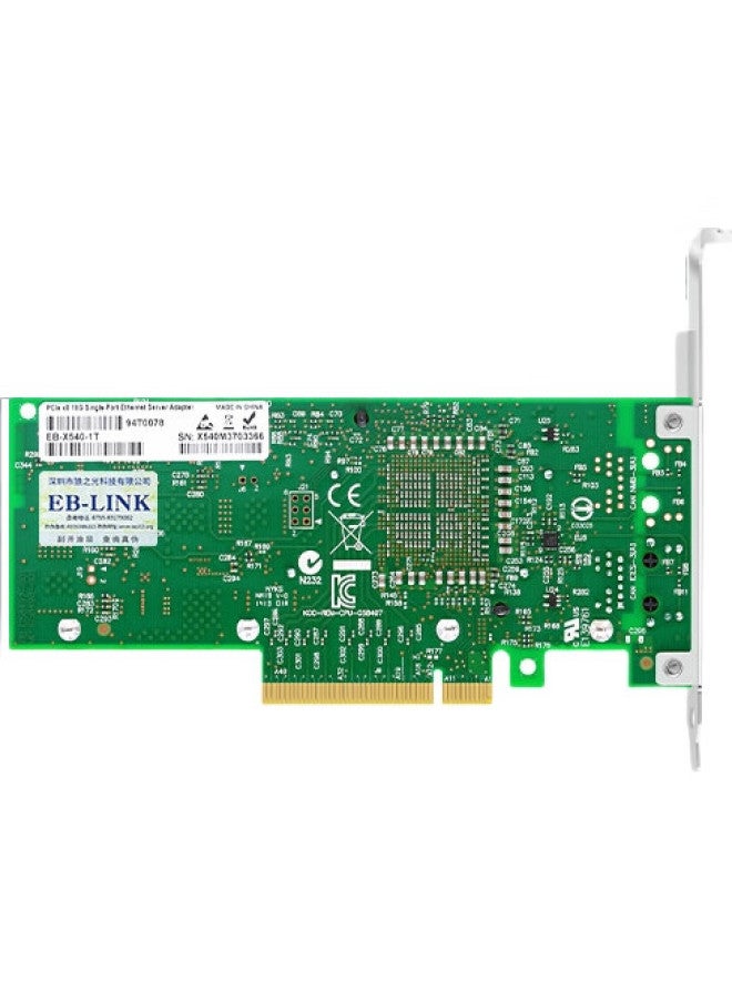 Eb-Link Intel X540 Chip, Pci-E X8 Gigabit Single-Port Server Network Card, X540-T1 Network Adapter, 10G Electrical Port, Copper Cable Link Aggregation, Virtual Machine - Image 1