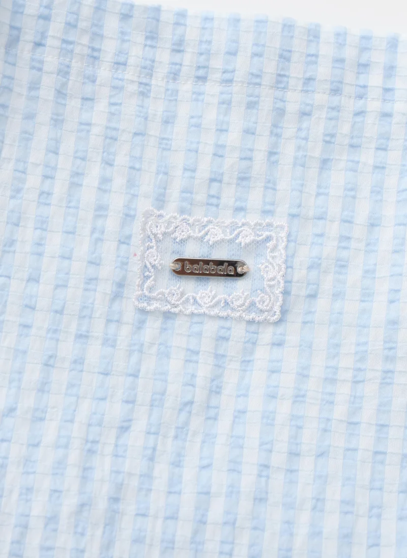 Balabala Blue/White Kids Girls Knit short sleeve suit for Women | Best Price UAE