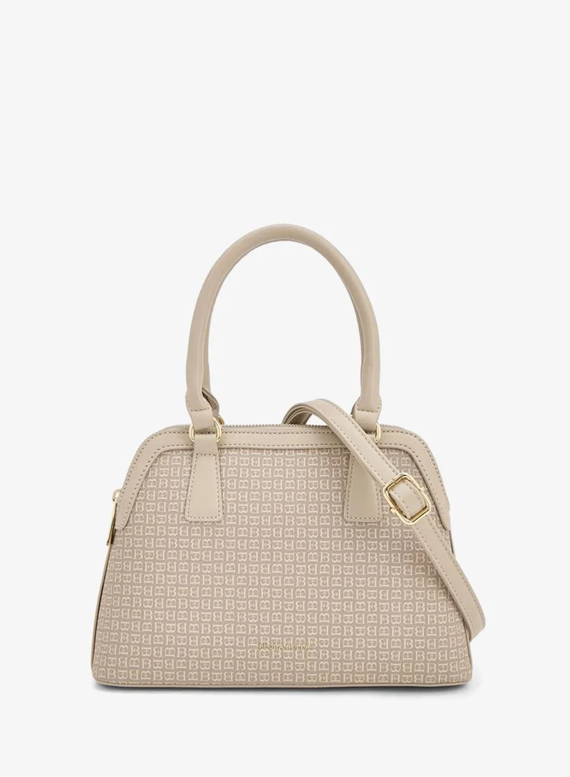 Monogram Print Tote Bag With Detachable Strap