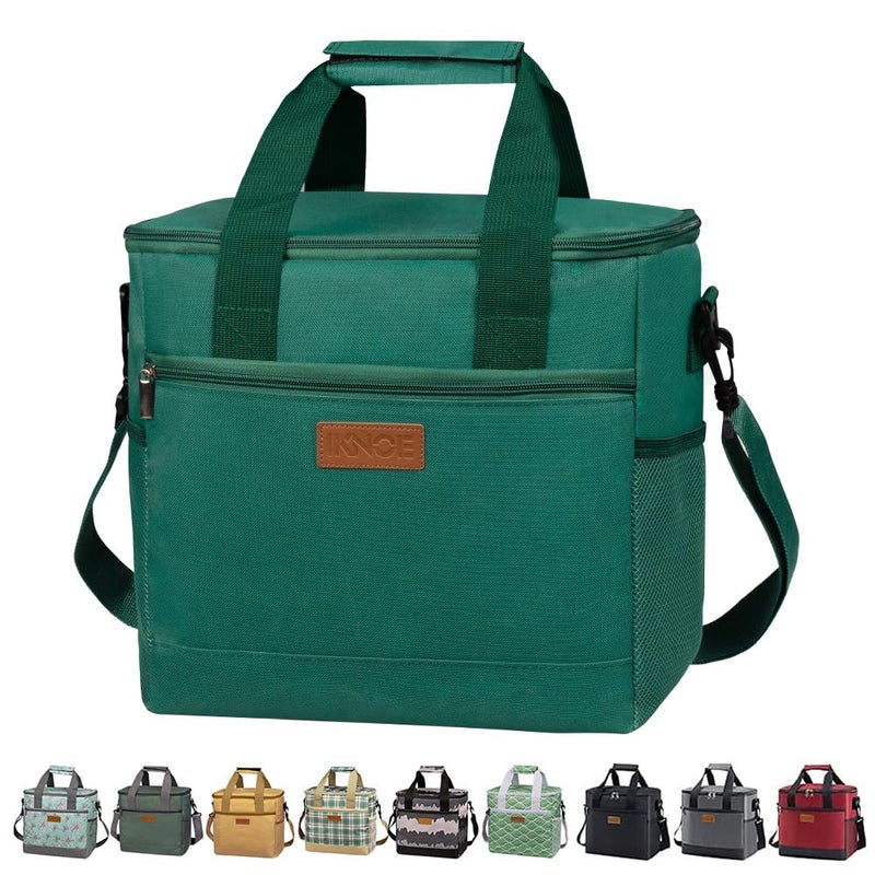 Iknoe Large Cooler Bag Collapsible 24 Can Insulated Bags Leakproof Lunch Cooler Tote with MultiPockets for Adult Insulated Thermal Bag for Beach Picnic Office WorkBlackish Green - Image 2