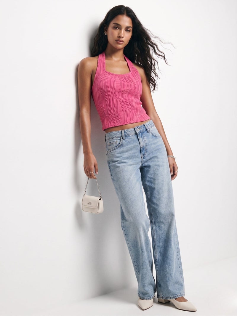 OUTZIDR Pink Backless Halter-Neck Crop Top - Image 5