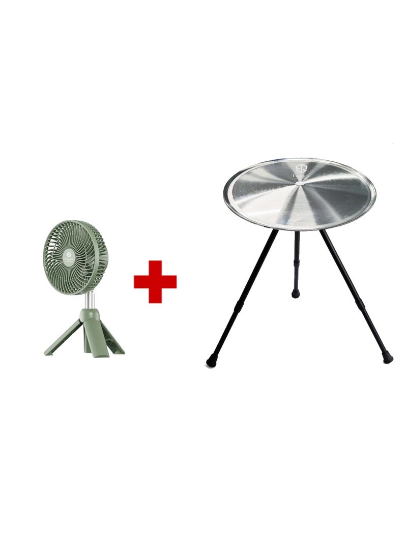 توبيز توبـي'ز مروحة قابلة للشحن مع إضاءة LED وارتفاع قابل للتعديل مع طاولة تخييم خفيفة جدًا قابلة للطي للرحلات والتنزه والشاطئ وتبريد المنزل - Image 1